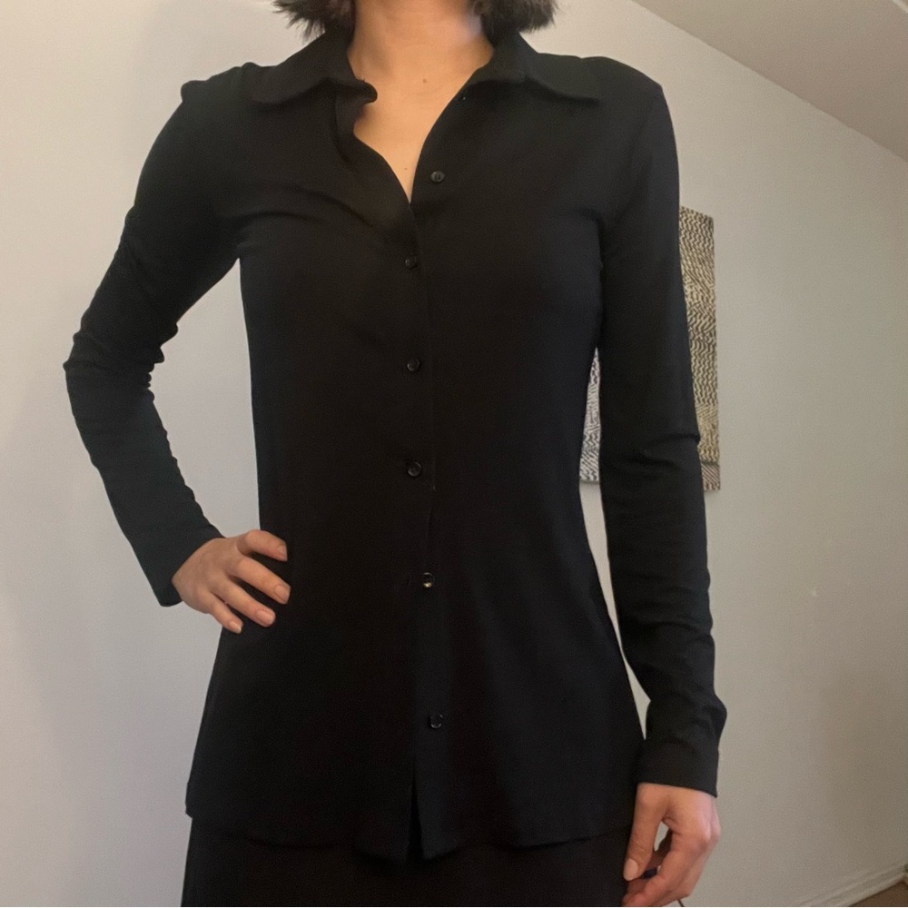 Zara Black Long-Sleeve Button-Down Shirt
